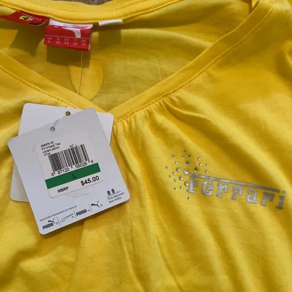 Ferrari V neck tee womens Puma Ferrari vibrant yellow nwt - Picture 3 of 10